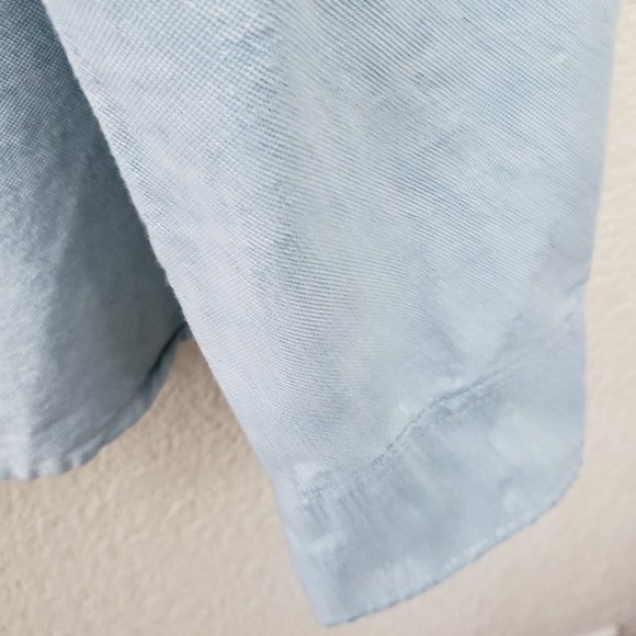 H&M Women's Sz Large Chambray Cotton Long Sleeve Button Down Regular Fit Shirt - Picture 7 of 11